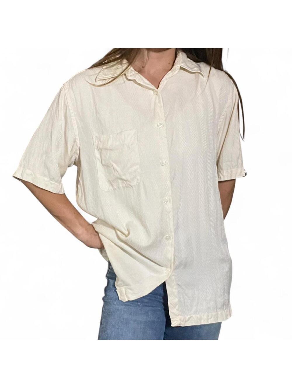Perry Ellis Cream Silk Button Up Shirt